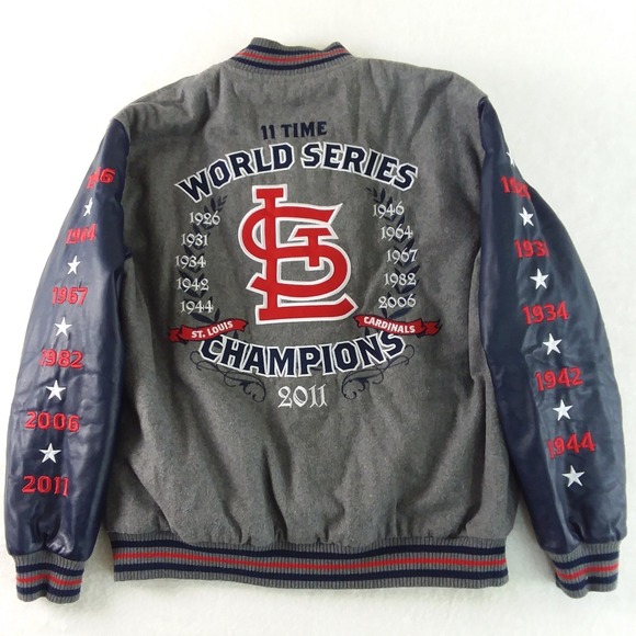 St. Louis Cardinals MLB Reversible Melton Jacket XL JH Design Heathered Gray‎ - Picture 4 of 16
